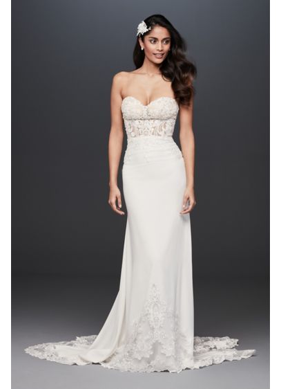 Ivory (As Is Sheer Beaded Bodice Lace Wedding Dress)